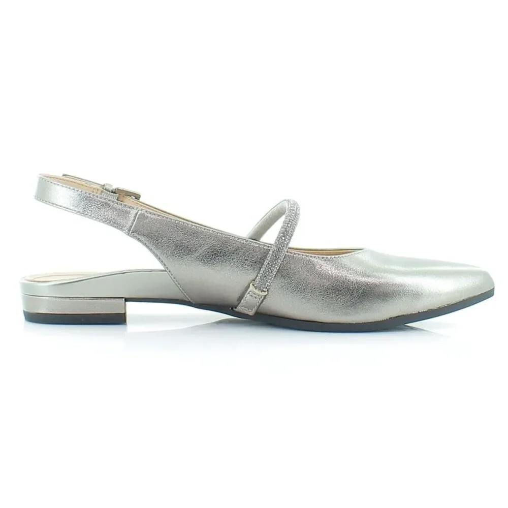 Vionic Metallic Silver Slingback Mary Jane Flats - Picture 6 of 8